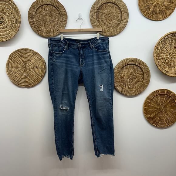 Silver Jeans Co. Distressed Raw Edge Boyfriend Jean Denim Plus Size 18 - Picture 1 of 5